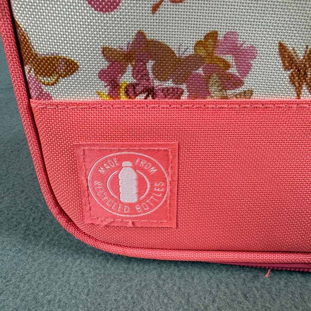 Arctic Zone Butterfly Print Expandable Insulated Lunch Bag Pink Recycled Fabric - Picture 2 of 10